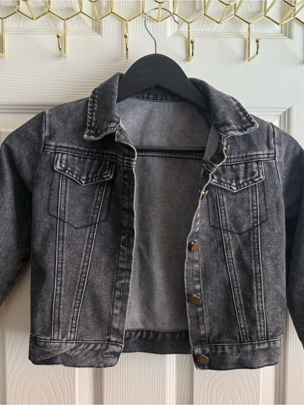 Kids' Washed Black Denim Jacket -